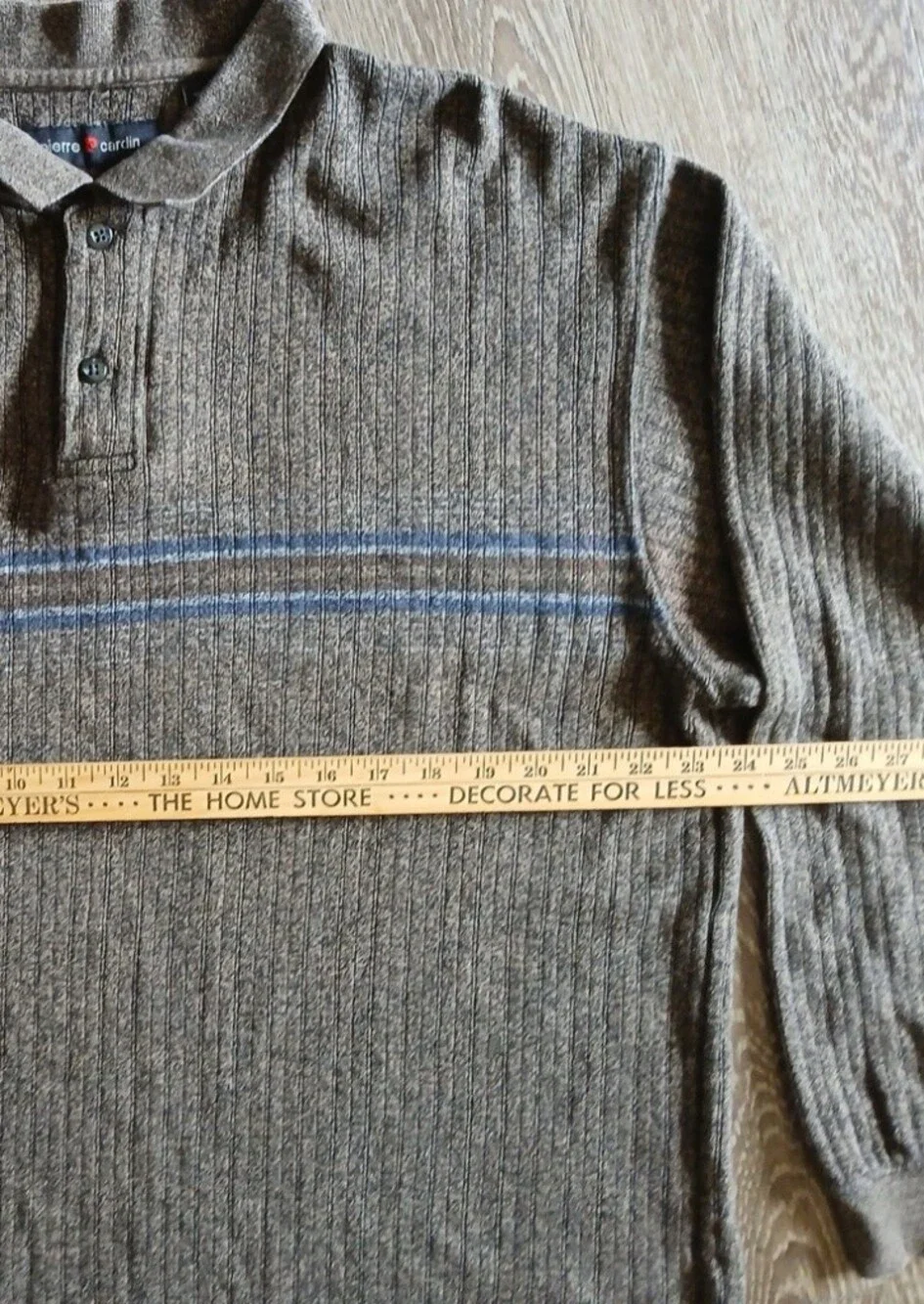 Pierre Cardin Brown Polo Sweater with Blue Chest Stripes 100% Cotton